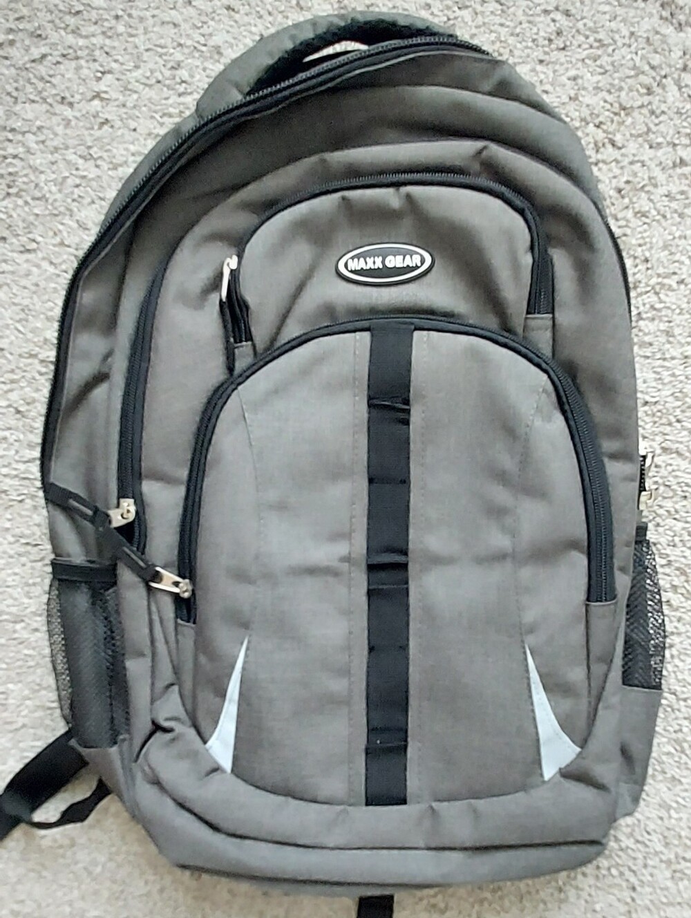 Maxx Gear Backpack Travel School Work Black Olive Green Gray 19" NWOT
